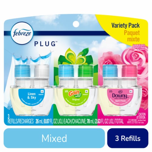 Febreze Plug In Air Freshener, Odor-Fighting Scented Oil Refill, Base Mix, 3 Refill
