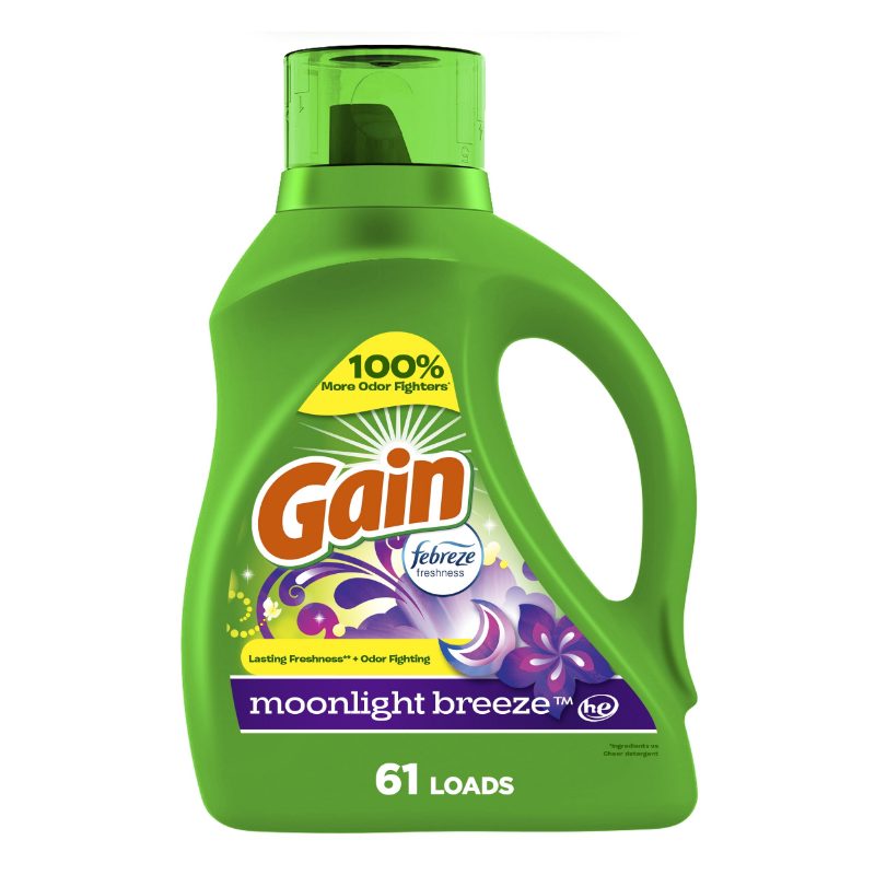 Gain Liquid Laundry Detergent, Moonlight Breeze Scent, 2.60 L, 61 loads, Freshness + Odour Fighting, High efficiency washing mac