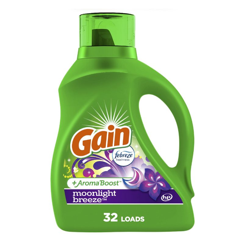Gain Liquid Laundry Detergent, Moonlight Breeze Scent, 1.36 L, 32 loads, Freshness + Odour Fighting, High efficiency washing mac