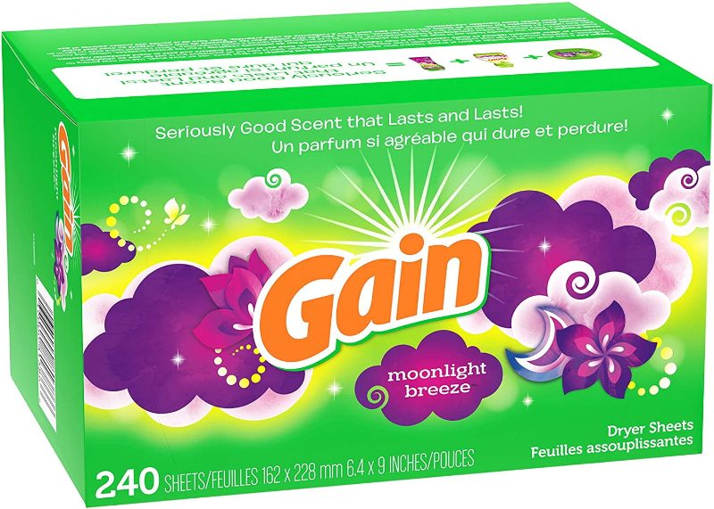 Gain dryer sheets, Moonlight Breeze Scent, 240 Count, Fights static with a touch of scent, laundry sheets