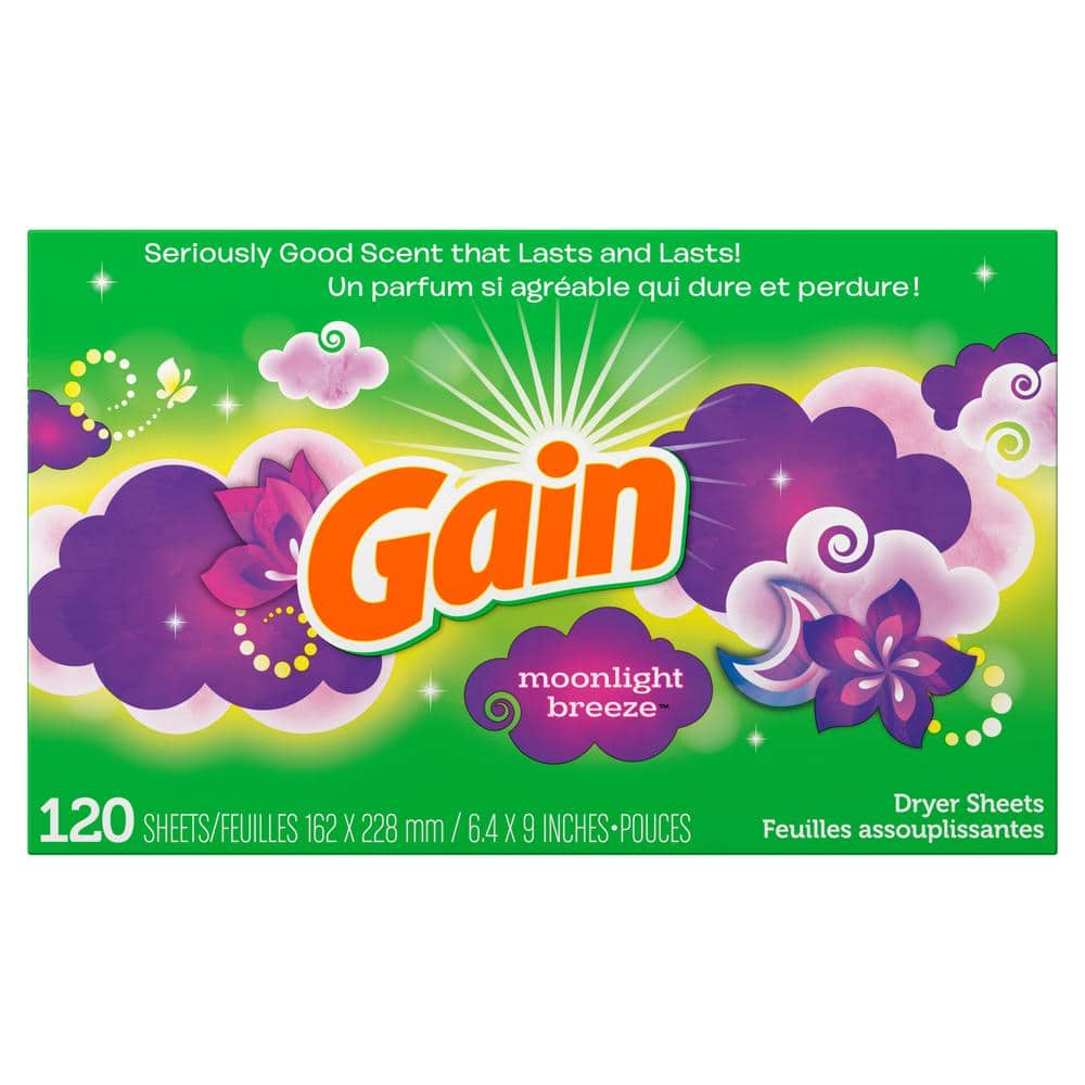 Gain dryer sheets, Moonlight Breeze Scent, 120 Count, Fights static with a touch of scent, laundry sheets