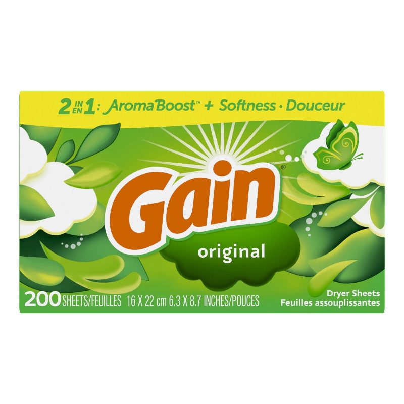 Gain dryer sheets, Original Scent, 200 Count, Fights static with a touch of scent, laundry sheets