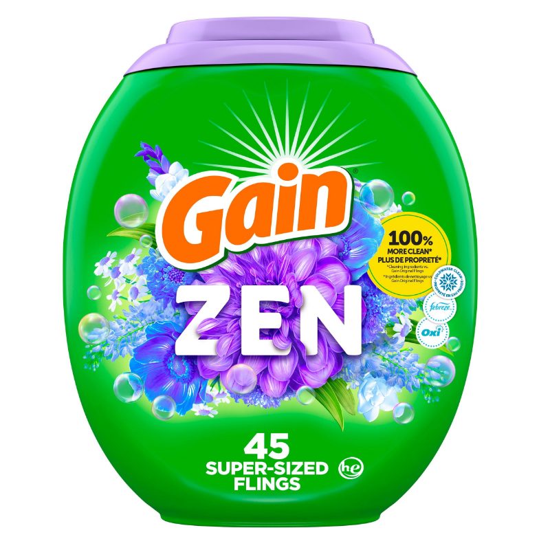 Gain Super Flings Laundry Detergent Pacs, 18 Count, Dewdrop Dream scent, irresistibly clean and fresh washing detergent laundry