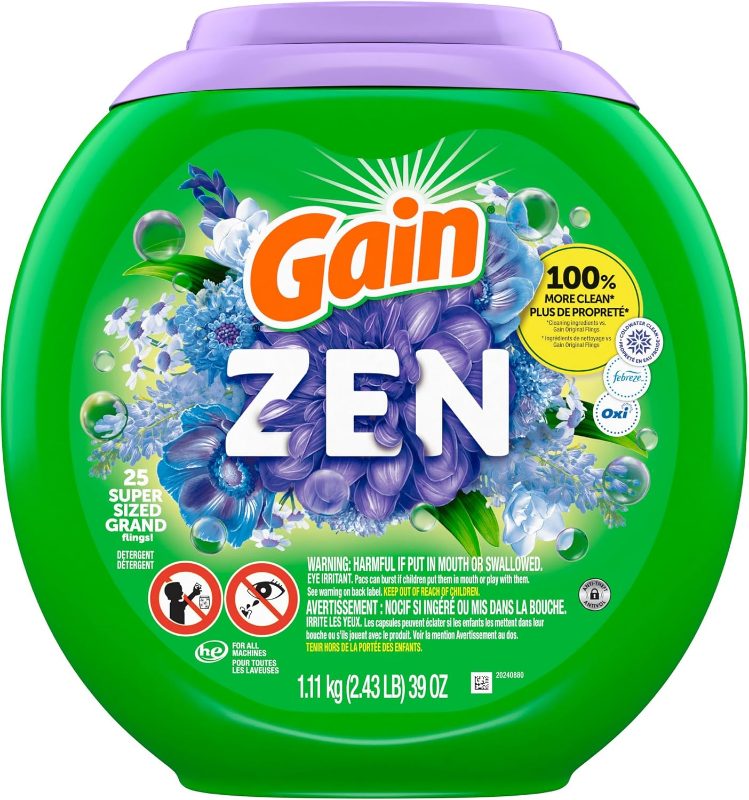 Gain Super Flings Laundry Detergent Pacs, 25 Count, Dewdrop Dream scent, irresistibly clean and fresh washing detergent laundry