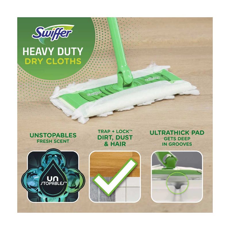 Sweeper Heavy Duty Dry Multi-Surface Cloth Refills for Floor Sweeping and Cleaning, Unscented, 20 count