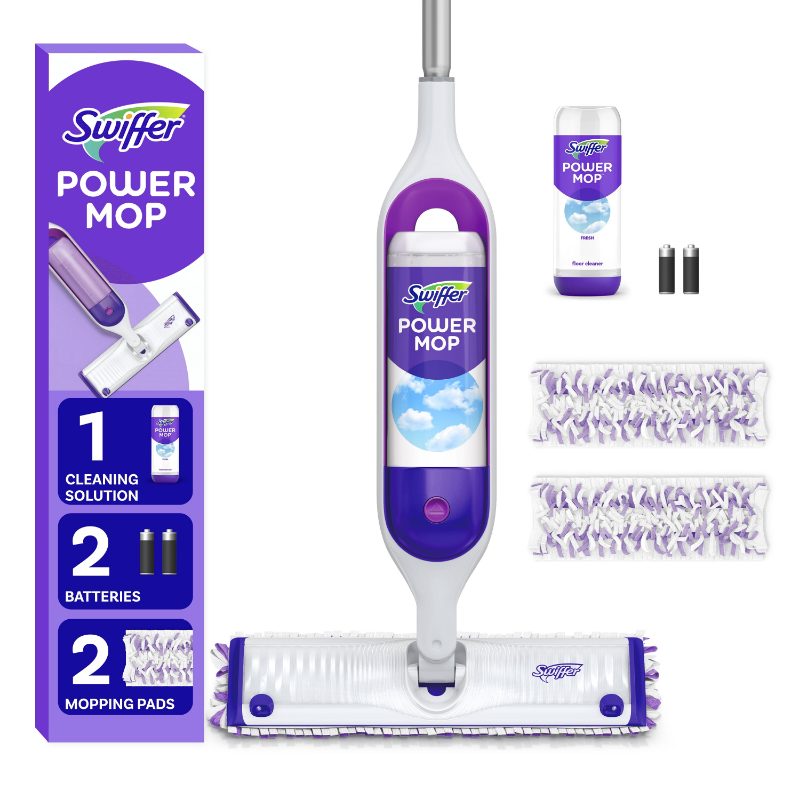 Swiffer PowerMop Multi-Surface Mop Kit for Floor Cleaning, Fresh Scent, Mopping Kit Includes PowerMop, 2 Mopping Pad Refills, 1