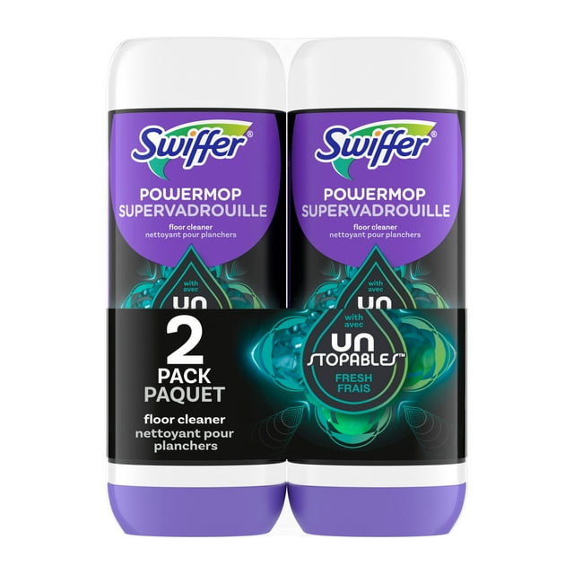 Swiffer PowerMop Floor Cleaning Solution with Unstopables Fresh Scent, .75L, 2 Pack