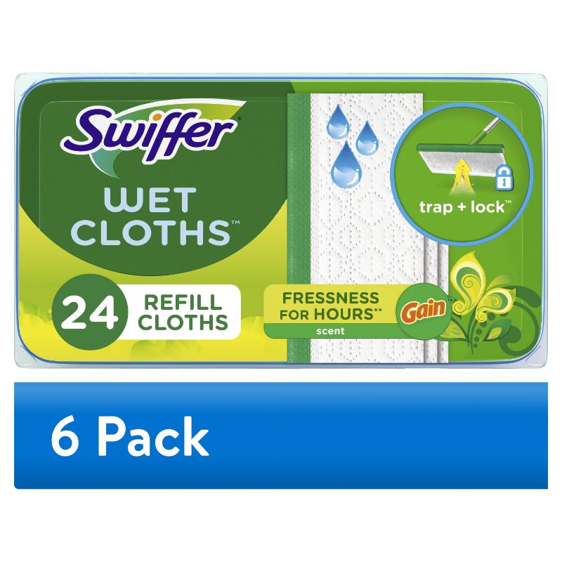 Swiffer Sweep + Mop, Wet Pads Refill, Floor Cleaner, Cleaning Cloths, Fresh, 24ct