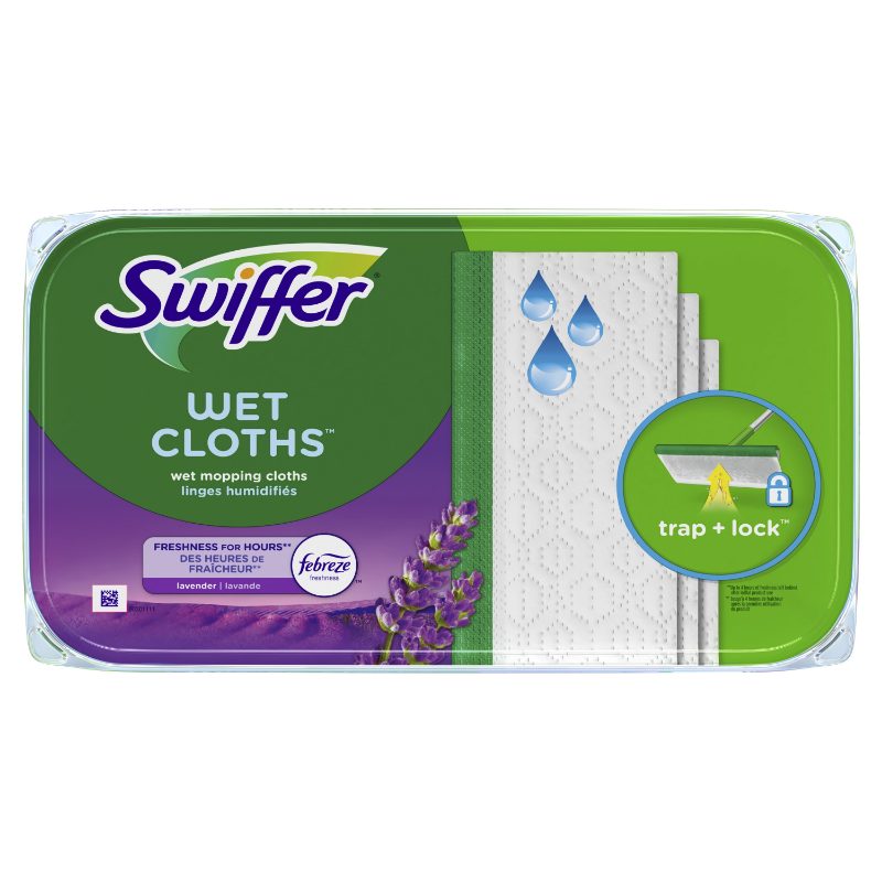Swiffer Sweep + Mop, Wet Pads Refill, Floor Cleaner, Cleaning Cloths, Lavender, 12ct
