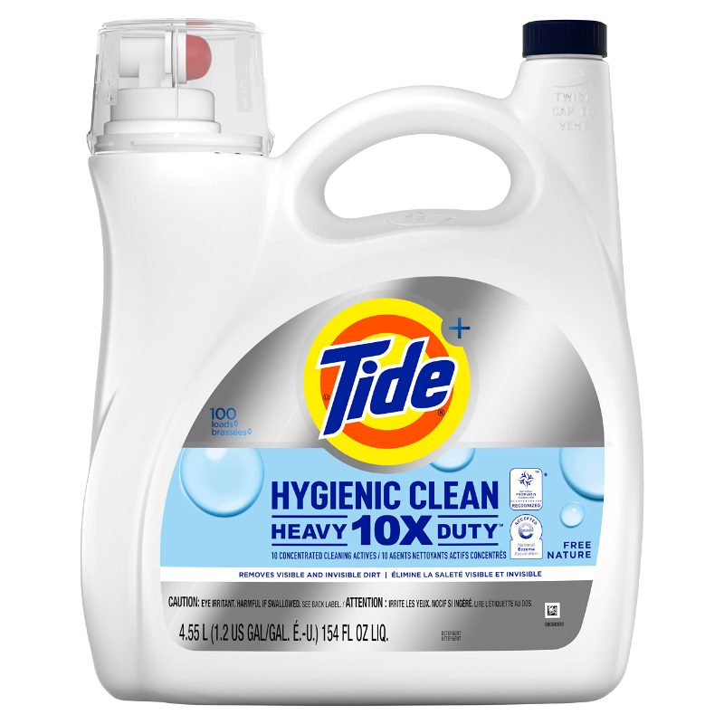 Tide Hygienic Clean Heavy Duty 10x Free Liquid Laundry Detergent, Unscented Scent, 84 fl oz, 59 Loads, HE Compatible