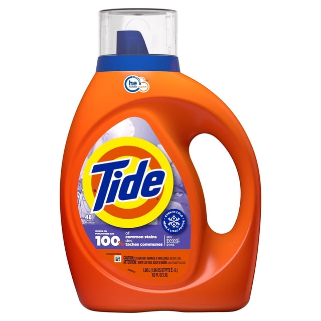 Tide Liquid Laundry Detergent 1.86 Litres, Iris Bouquet Scent, HE Compatible, Cold Water Clean Liquid Detergent, 48 Loads