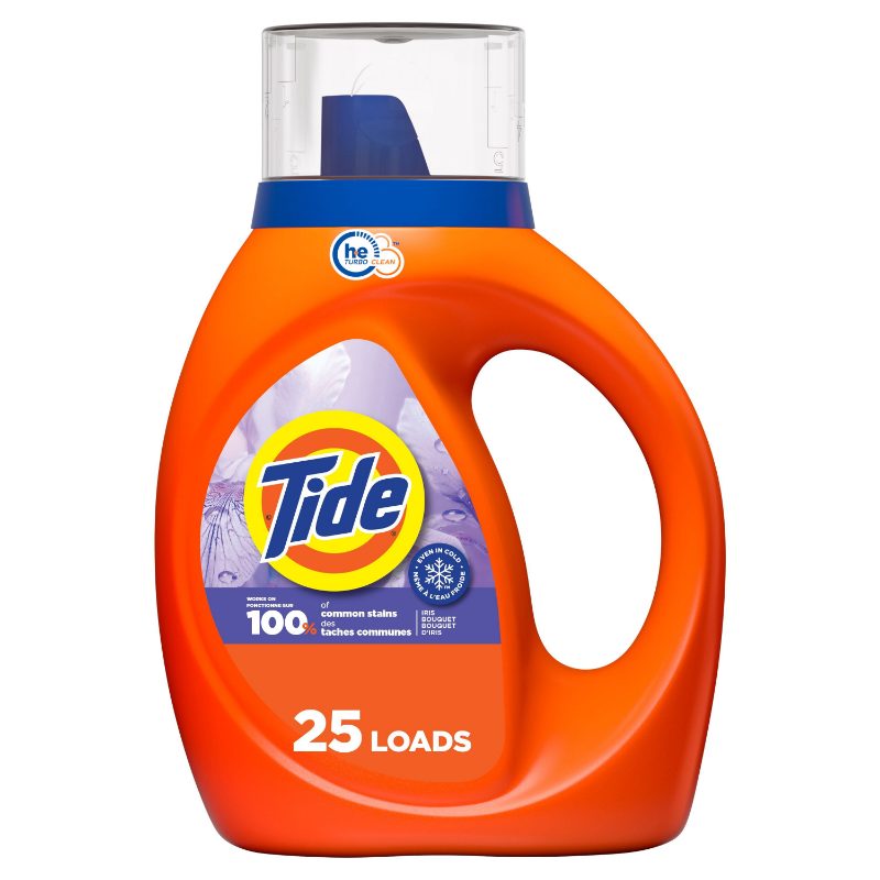 Tide Liquid Laundry Detergent, 1 Litres, Iris Bouquet Scent, HE Compatible, Cold Water Clean Liquid Detergent, 25 Loads