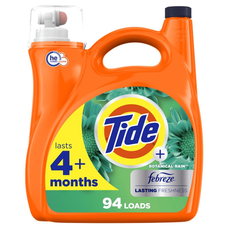 Tide Plus Febreze Freshness Botanical Rain HE Turbo Clean Liquid Laundry Detergent, 132 fl oz, 94 loads