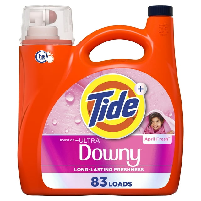 Tide Plus Boost of Ultra Downy Liquid Laundry Detergent, April Fresh Scent, 3.4 L, 83 Loads, Laundry Detergent Liquid with Long-