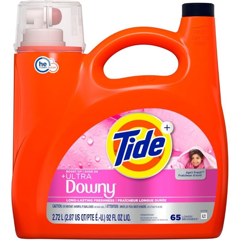 Tide Plus Boost of Ultra Downy Liquid Laundry Detergent, April Fresh Scent, 2.72 L, 65 Loads, Laundry Detergent Liquid with Long