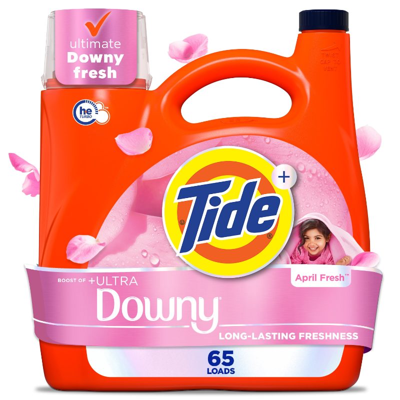 Tide Plus Boost of Ultra Downy Liquid Laundry Detergent, April Fresh Scent, 1.09 L, 26 Loads, Laundry Detergent Liquid with Long