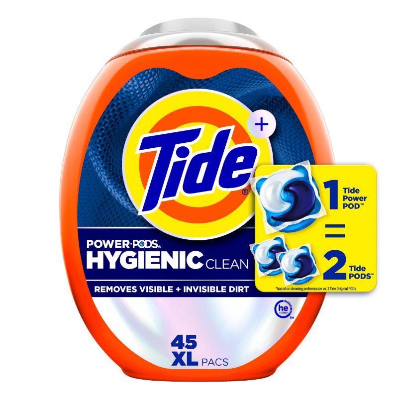 Tide Hygienic Clean Power PODS Laundry Detergent Pacs, Original Scent, 45 Count, Removes Visible and Invisible Dirt, laundry so