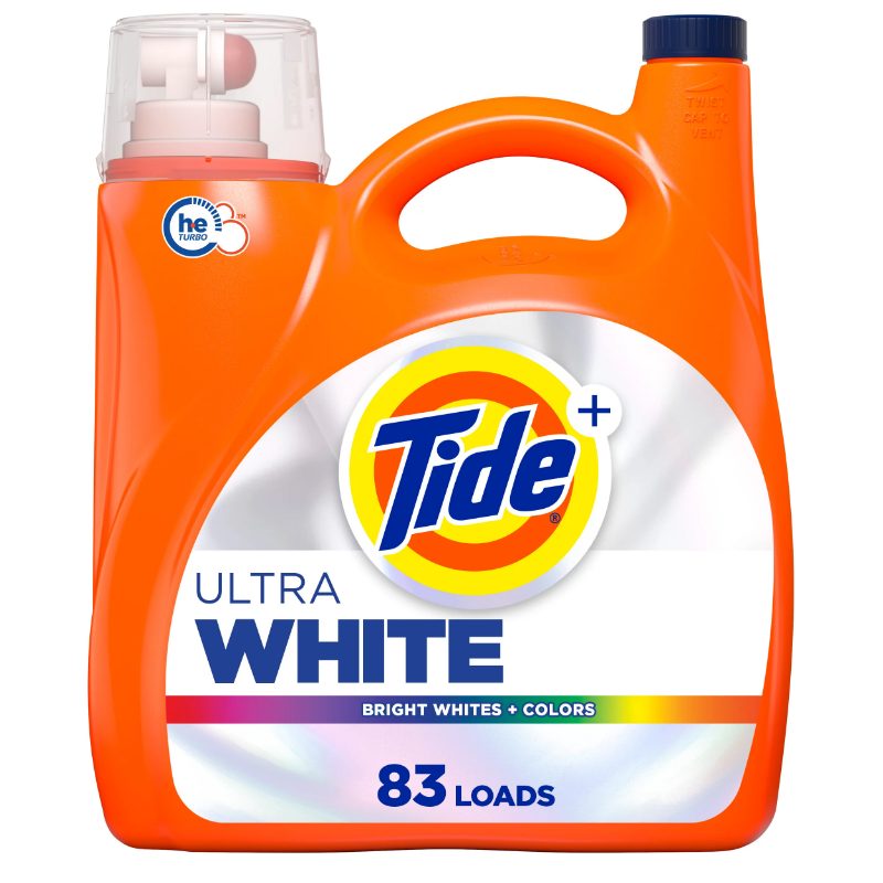 Tide Ultra White Liquid Laundry Detergent, 1.86 L, 44 Loads, Laundry Detergent Liquid for Bright Whites and Colours