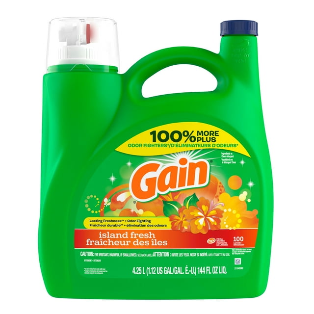 Gain Liquid Laundry Detergent, Island Fresh Scent, 4.25 L, 100 loads, Freshness + Odour Fighting, High efficiency washing machin