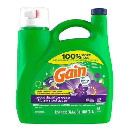 Gain Liquid Laundry Detergent, Moonlight Breeze Scent, 4.25 L, 100 loads, Freshness + Odour Fighting, High efficiency washing ma