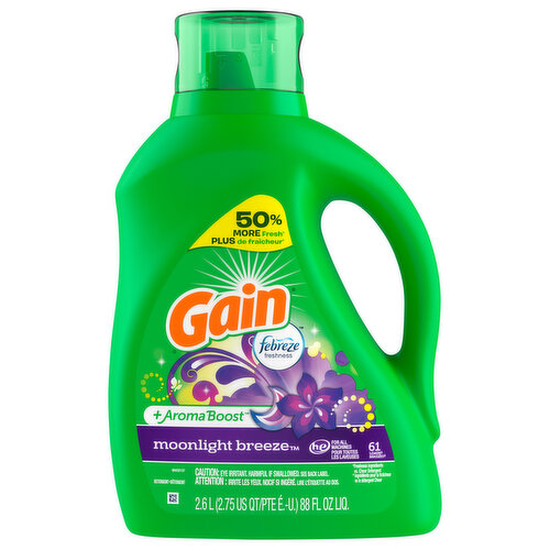 Gain Liquid Laundry Detergent, Moonlight Breeze Scent, 1.12 L, 26 loads, Freshness + Odour Fighting, High efficiency washing mac