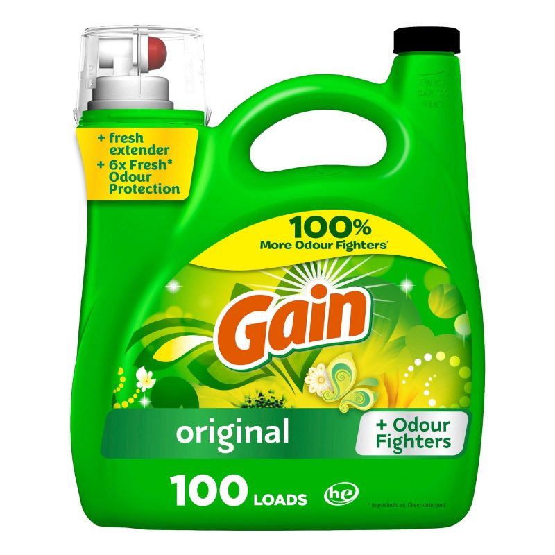 Gain Liquid Laundry Detergent, Original Scent, 4.25 L, 100 loads, Freshness + Odour Fighting, High efficiency washing machine iq