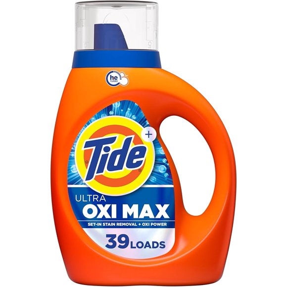 Tide Ultra Oxi Max Liquid Laundry Detergent, 1.62 L, 39 Loads, Set-in Stain Removal Plus Oxi Power, Laundry Detergent Liquid wit