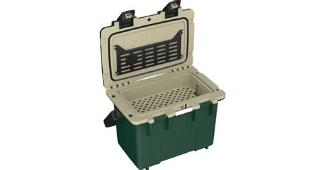 Personal Cooler with dry box, bottle opener, inner tray 14QT (Hunter Green-Tan)