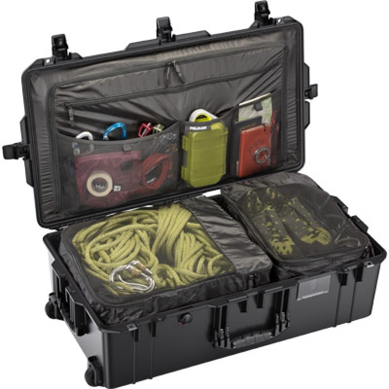 Air Travel Case with lid organizer and packing cubes (Black)