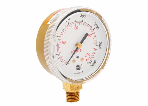GAUGE,63MM 200 PSI ST GOLD