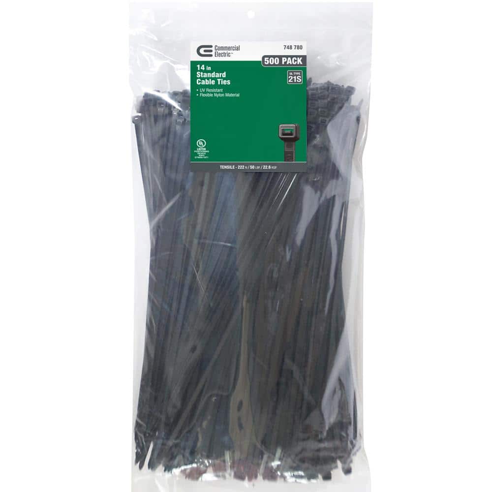 Anchor 14 In 50 Lbs UV Black Zip Ties-500 PCS