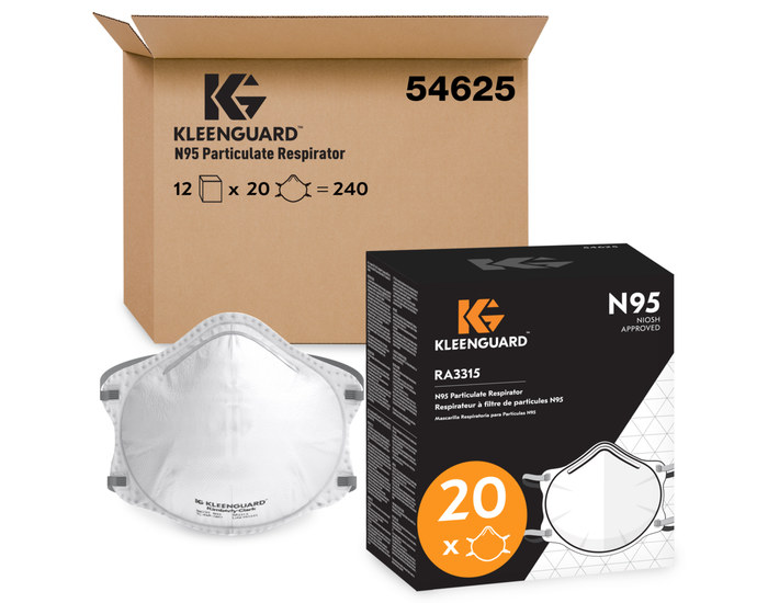 KleenGuard™ 3300 Series N95 Particulate Respirator , RA3315 Molded Cup Style, NIOSH-Approved, Regular Fit, White