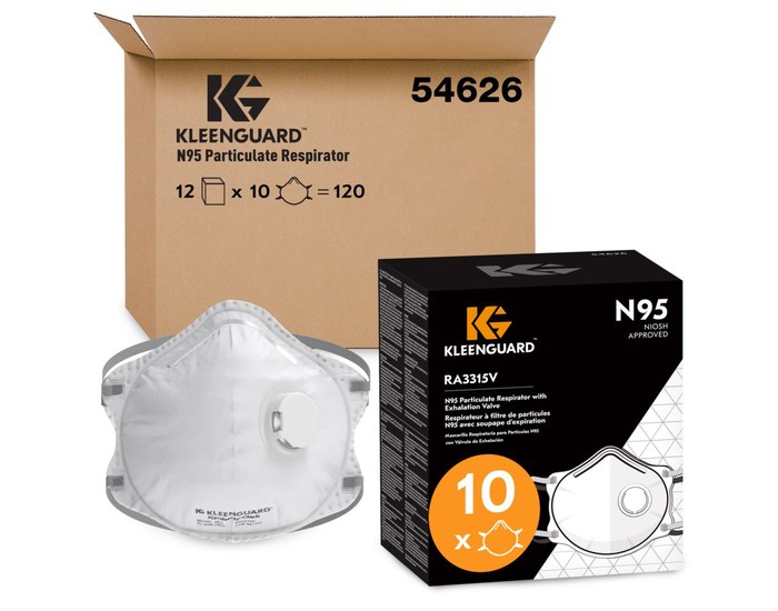 KleenGuard™ 3300 Series N95 Particulate Respirator , RA3315V Molded Cup Style, NIOSH-Approved, Exhalation Valve, Regular Fit, Wh