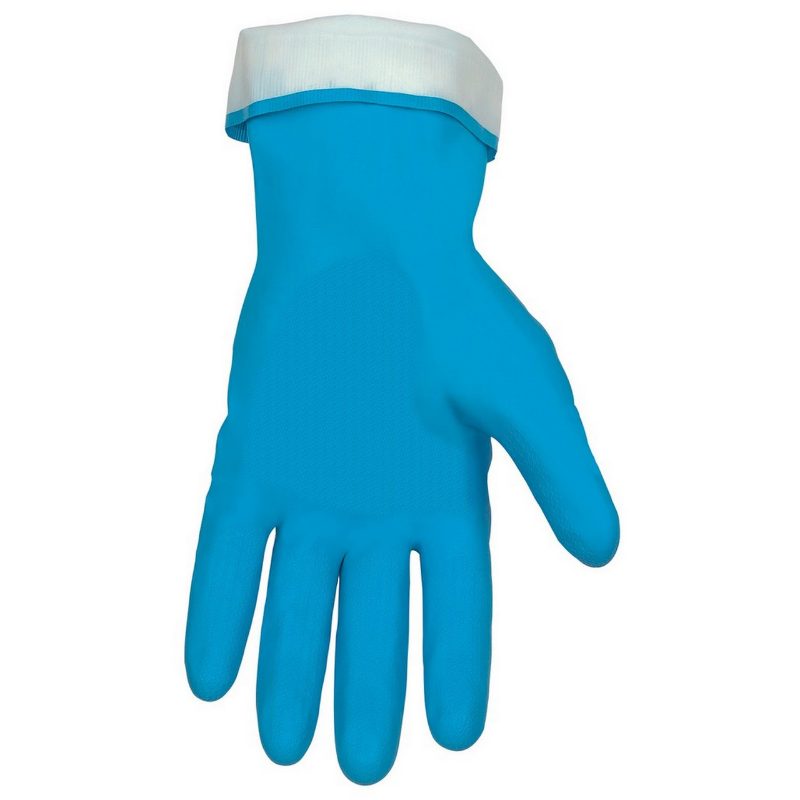 Unlined Blue Latex , Straight Cuff