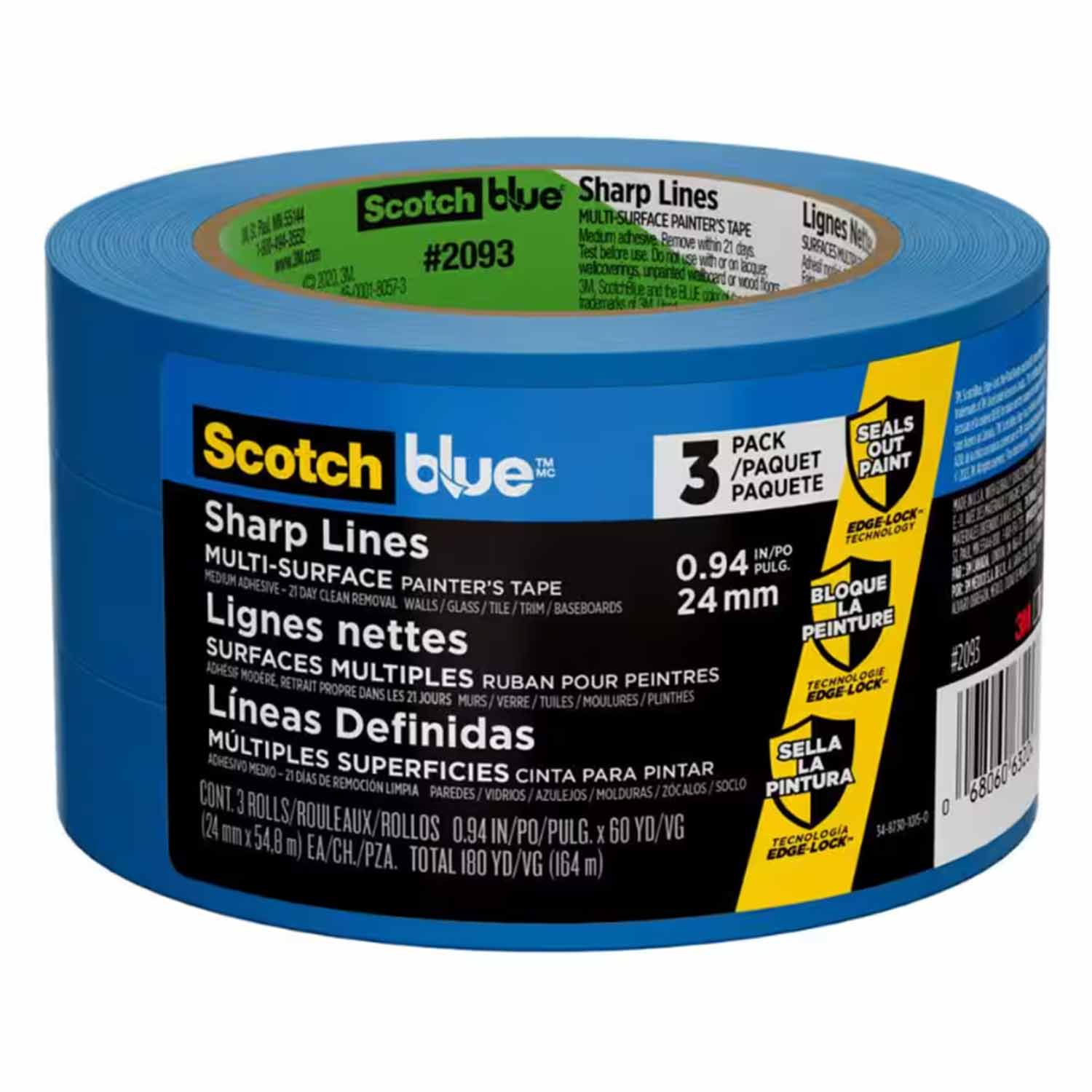 ScotchBlue™ PROSharp™ Painter's Tape 2093+-36EC, 1.41 in x 60 yd (36mm x 54.8m) 1 roll