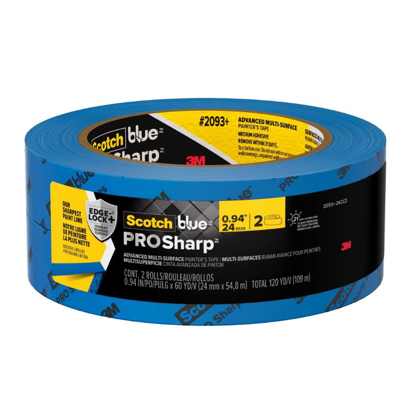 ScotchBlue™ PROSharp™ Painter's Tape 2093+-24AC3, 0.94 in x 60 yd (24mm x 54.8m), 3 rolls/pack