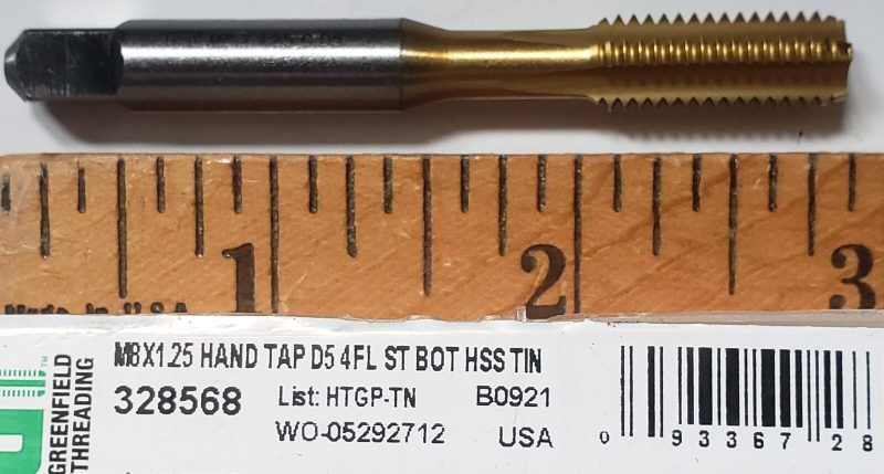 M8 X 1.25 HS G D5 4FL BTM TAP TiN