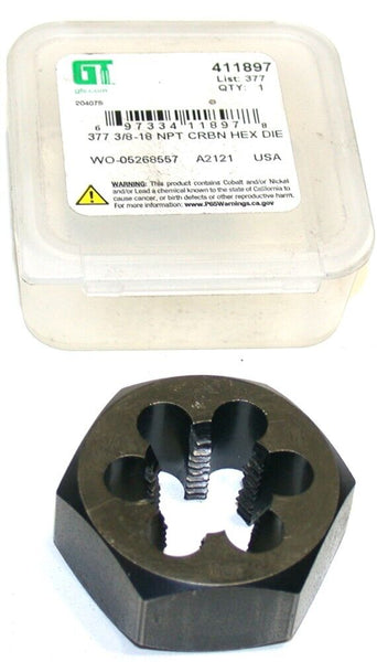 377 3/8-18 NPT CRBN HEX DIE