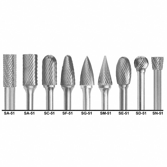 1855 9 PC CARB DOUBLE CUT BURR SET