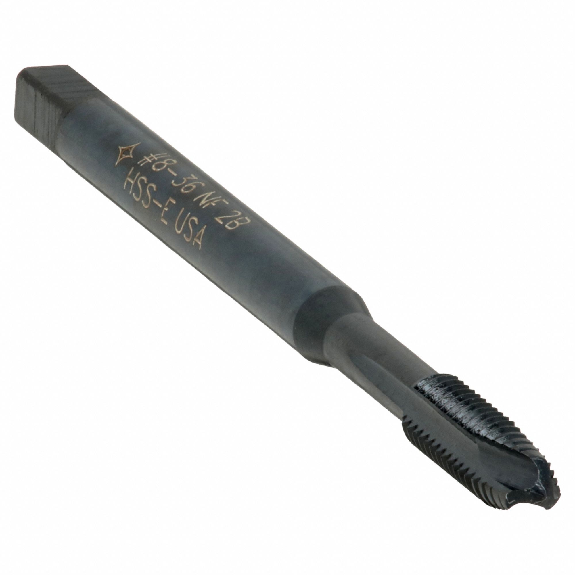 8-36 NF HSSE 2B 3FLT PLG BLK OXIDE SS