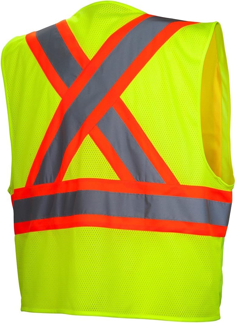 Hi-Vis Lime Vest with Contrasting Reflective Tape – Self Extinguishing – Size 2X Large