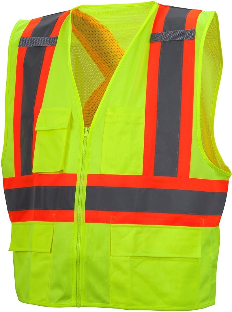 Hi-Vis Lime with Reflective Tape – Metal Snap – Size 5X Large