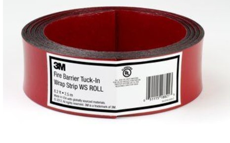 3M™ Fire Barrier Tuck-In Wrap Strip Roll WS, 2.5 in x 8.2 ft (63.5 mm x 2.5 m), 6 Rolls/Case