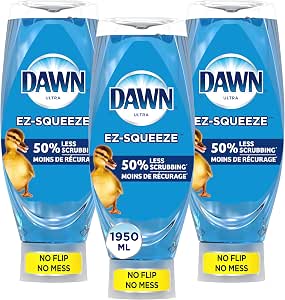 Dawn Ultra EZ-Squeeze Dish Soap, Dishwashing Liquid, Grease Removal, Original, 3x650mL