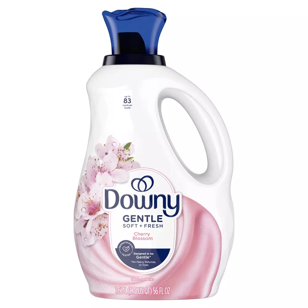 Downy Gentle Soft + Fresh Fabric Softener Liquid, Cherry Blossom Scent, 1.66 L, 83 loads, Liquid Fabric Softener Designed to be