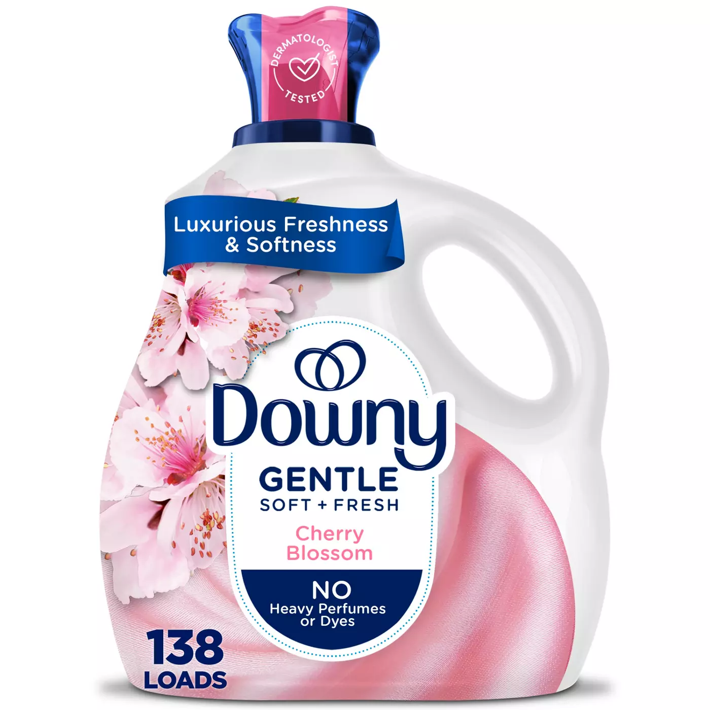 Downy Gentle Soft + Fresh Fabric Softener Liquid, Cherry Blossom Scent, 2.76 L, 138 loads, Liquid Fabric Softener Designed to be