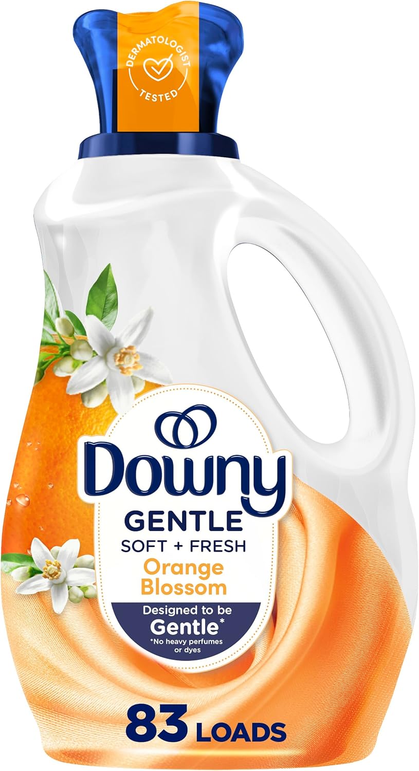 Downy Gentle Soft + Fresh Fabric Softener Liquid, Orange Blossom Scent, 1.66 L, 83 loads, Liquid Fabric Softener Designed to be
