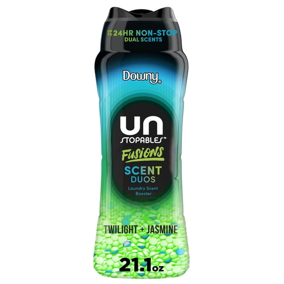Downy Unstopables Fusions In-Wash Laundry Scent Booster Beads, Twilight and Jasmine Scent, 121g, 2-in-1 All Day Freshness + Dual