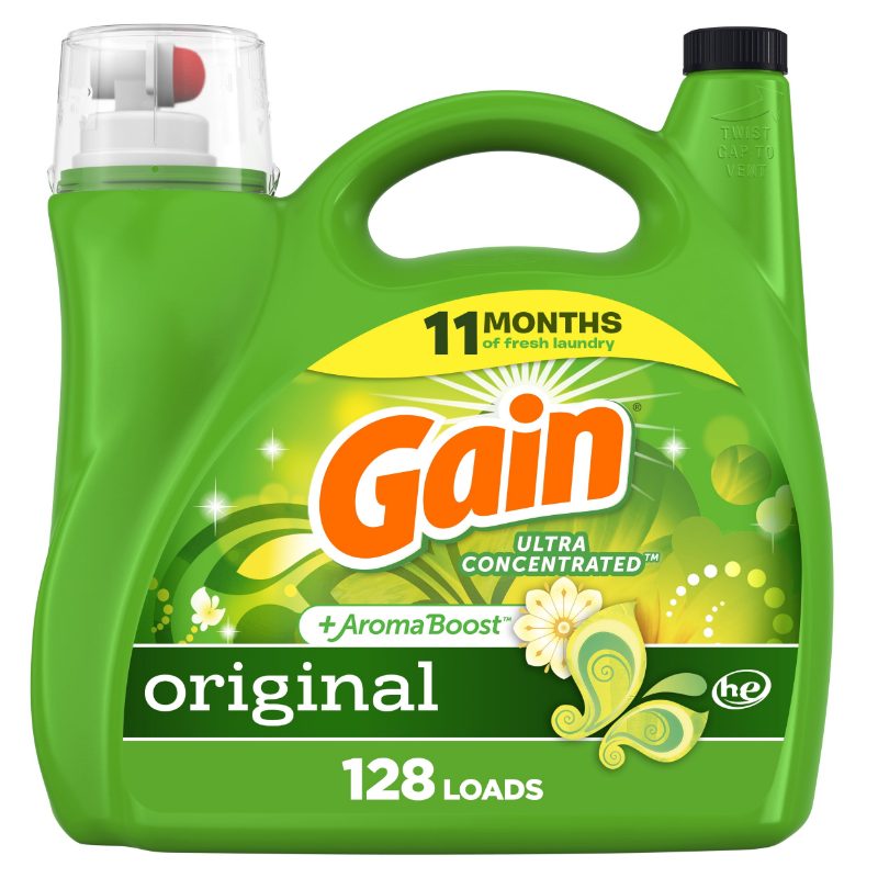Gain Liquid Laundry Detergent, Original Scent, 5.44 L, 128 loads, Freshness + Odour Fighting, High efficiency washing machine iq