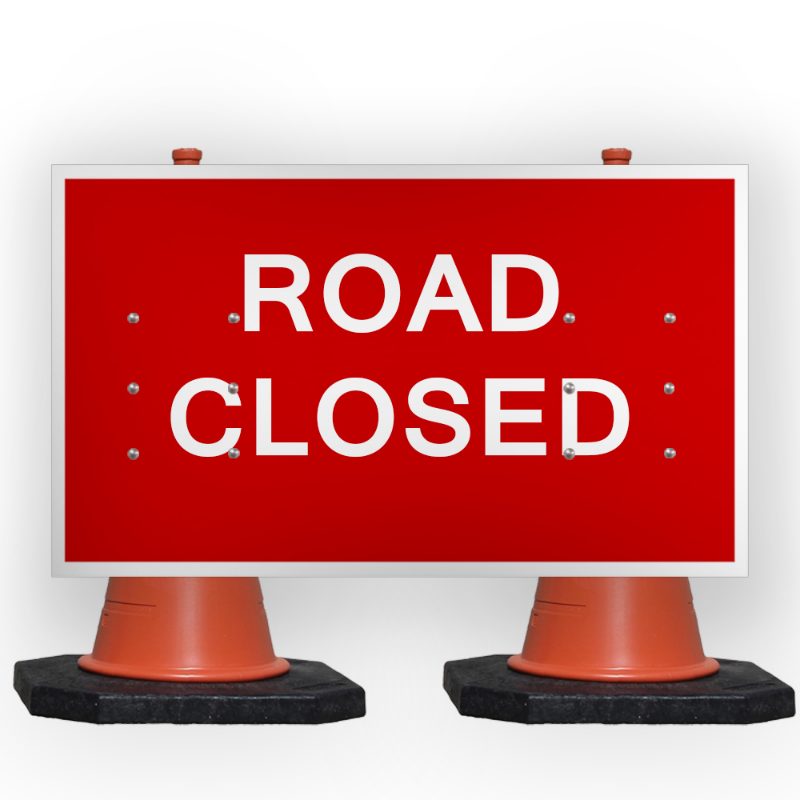 Sign, Clip-On, White 12.75 x 10.5, EG White Road Closed
